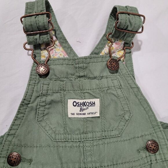 OshKosh B'gosh Size 3 Months Girls Green Overalls - Picture 2 of 5